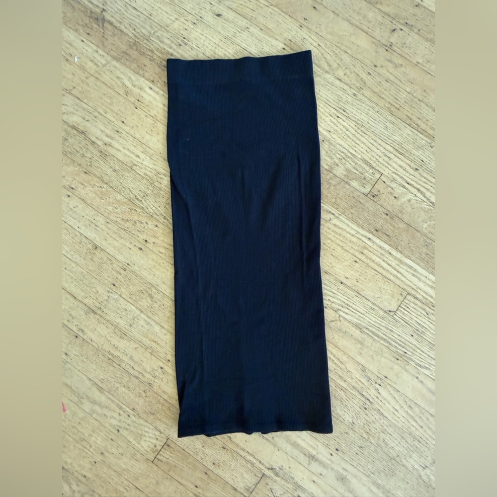 Zara black ribbed tube midi dress bodycon sundress strapless rare - Picture 3 of 3